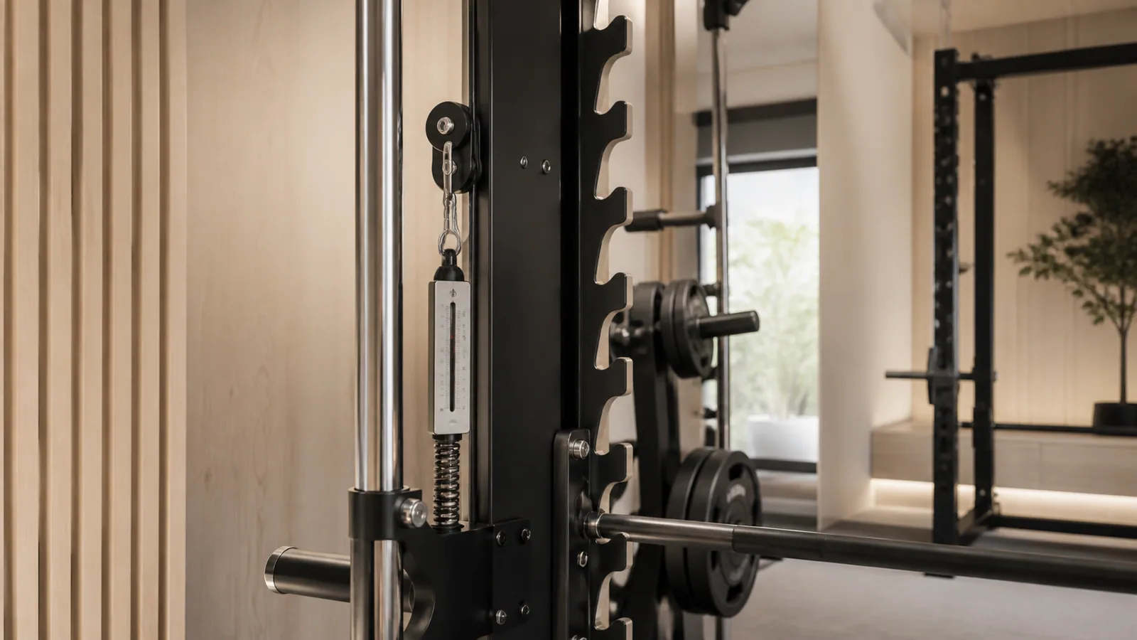 Power Rack auf Betonboden mit sichtbaren Fußplatten