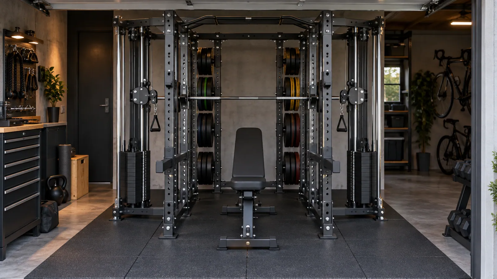 Achterste halterschijfopslag met vrije werkzones op multifunctioneel rack
