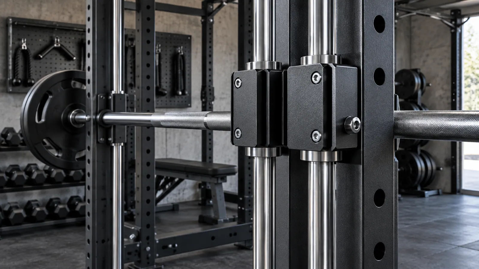 Smith-Machine-Schlitten mit parallelen Führungsstangen und Linearlagern