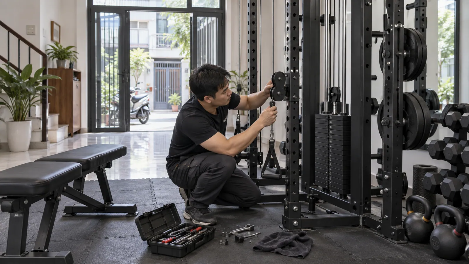 Hướng dẫn: Kiểm tra cáp functional trainer: khi nào chỉnh, dừng hoặc thay?
