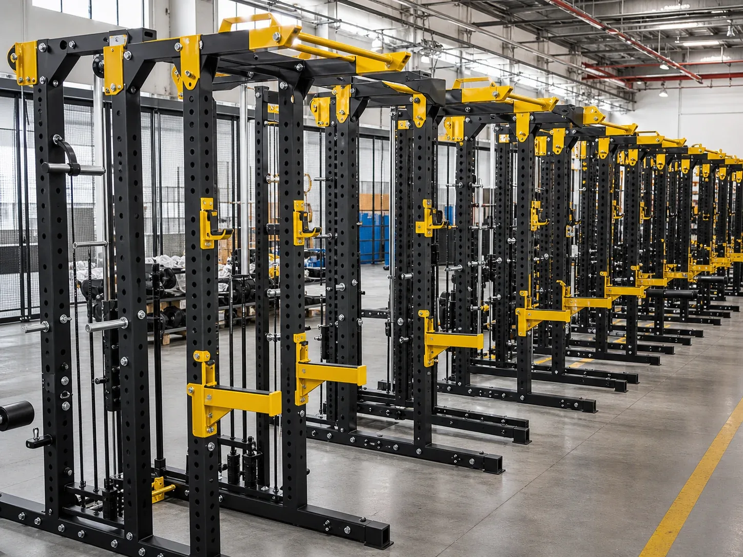 Multifunctional racks arranged in a consistent production batch